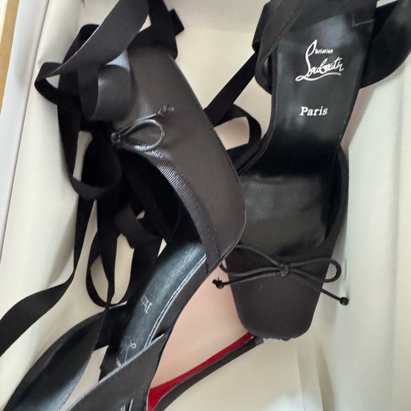 Christian Louboutin Strappy Black Heels with Red Soles - Picture 3 of 3